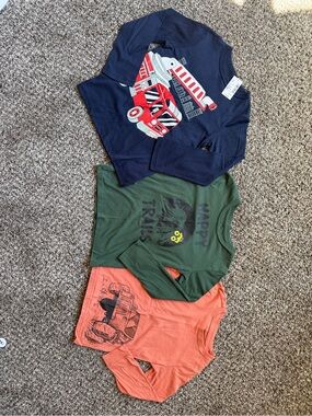 Carter's Boys Long-Sleeve Truck Tees in Navy, Green & Orange